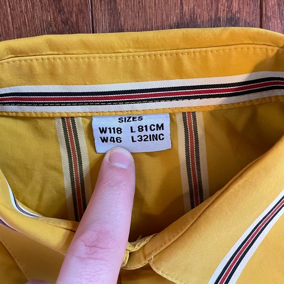 IKEA Employee Uniform Work Yellow Striped Button Dress Shirt Size Medium Large - Picture 8 of 11